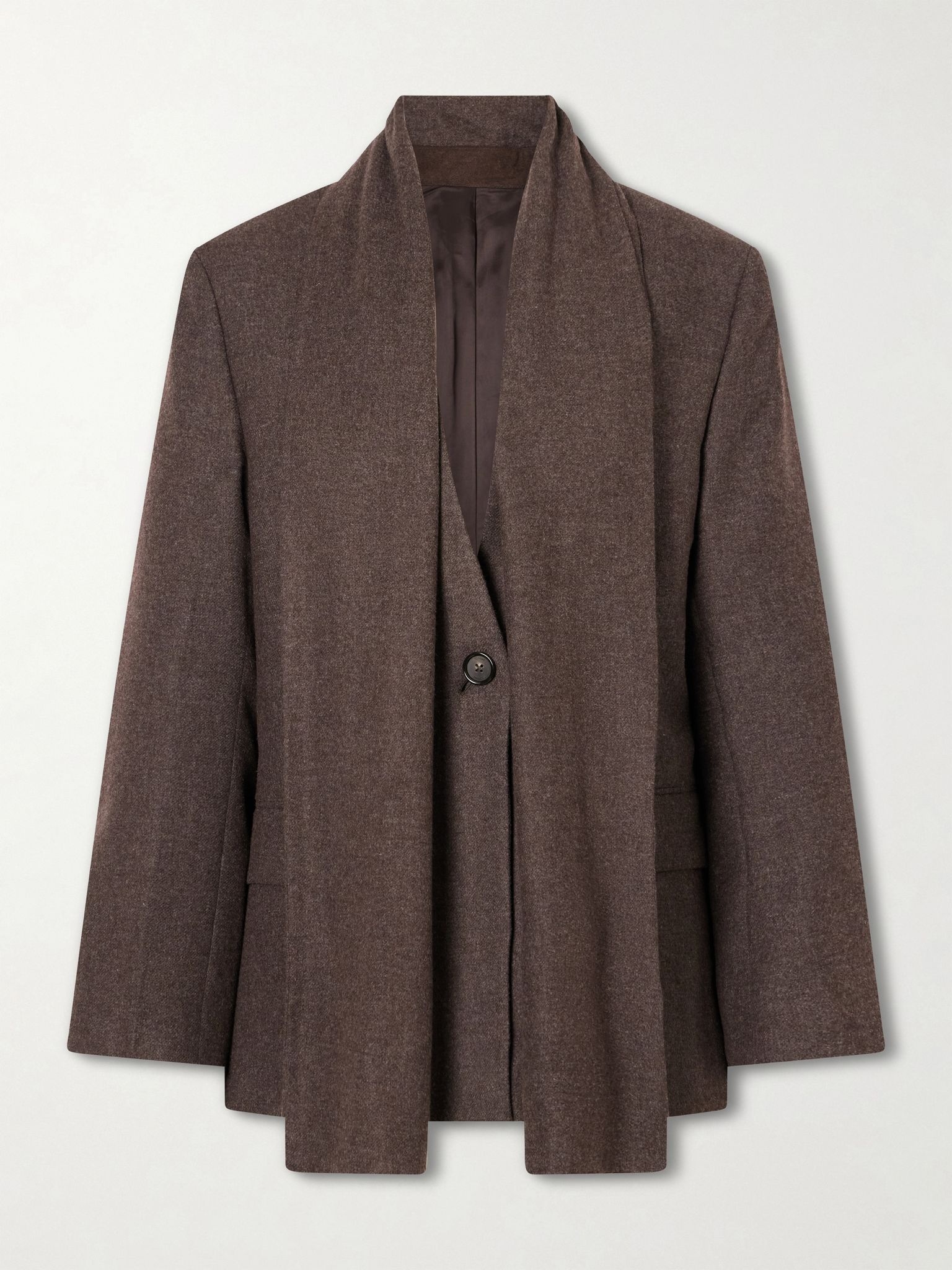 Scarf-detailed flannel blazer
