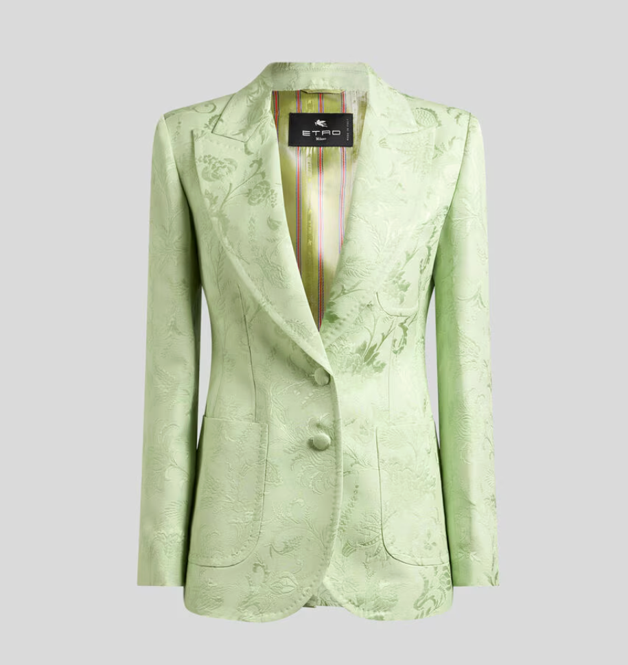 SINGLE-BREASTED JACQUARD JACKET WITH FLORAL MOTIF