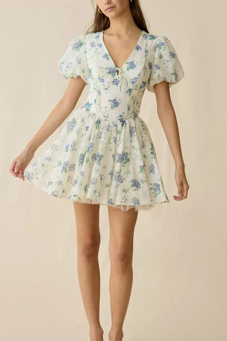 URBAN OUTFITTERS ASTR The Label Sommer Floral Puff Sleeve Mini Dress