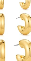 Gold Hoop Earrings Set for Women, Small Hoop Stacked Earring