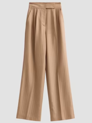 Grid Wool Straight Trousers