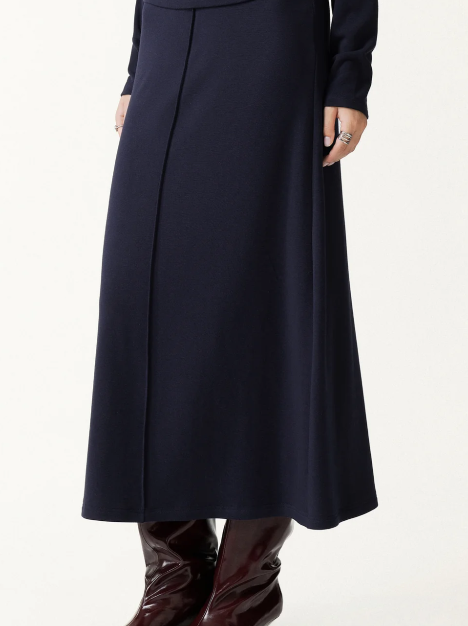 Prowarm Mid-Rise Pintuck A-Line Midi Skirt
