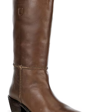 Colleen Tall Pull On Leather Block Heel Boots