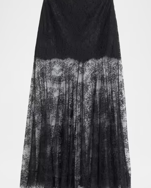 LoveShackFancy Carline Floral Lace Maxi Skirt