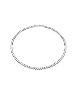 Round Cut White Rhodium Plated Matrix Tennis Necklace
