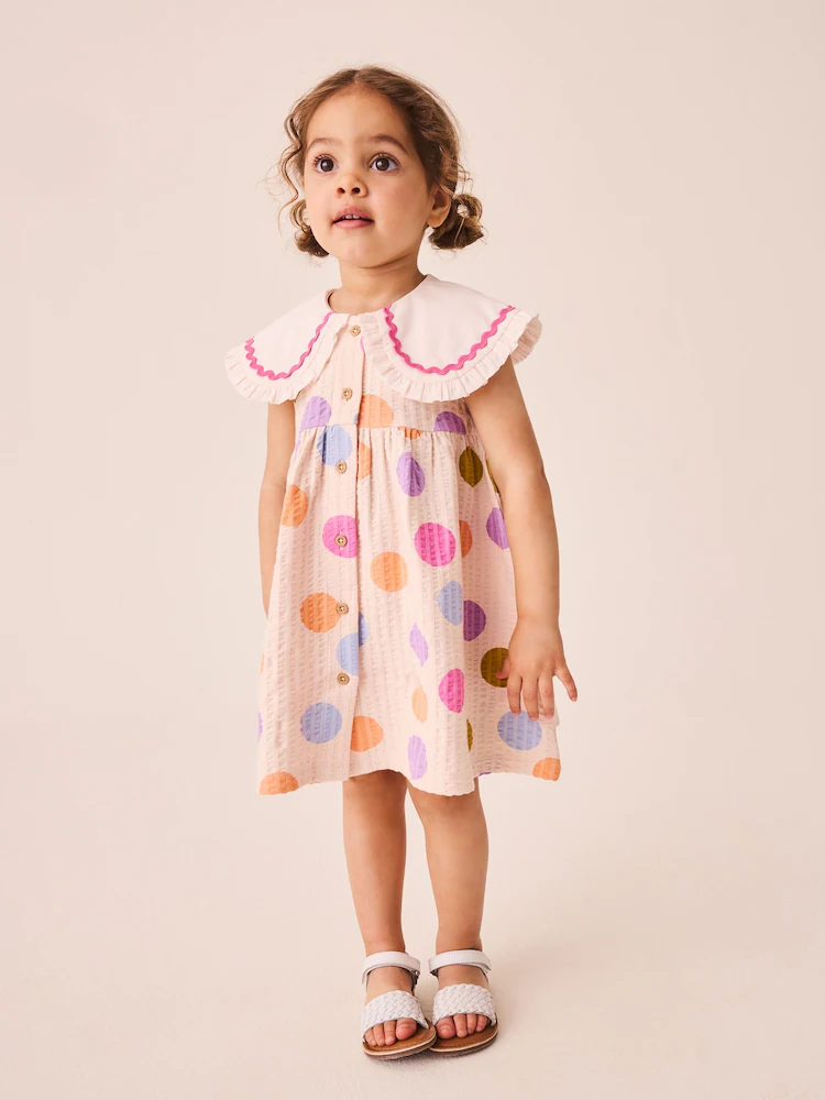 Rainbow Spot Collared Summer Dress