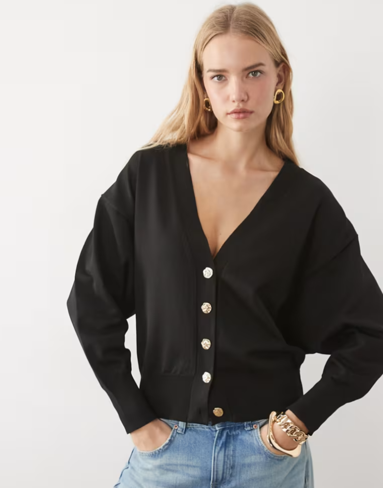 ASOS DESIGN knitted slouchy oversized cardigan in black