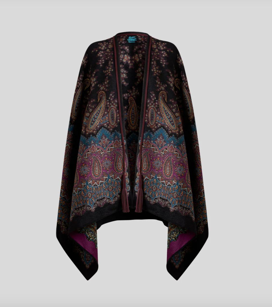 WOOL- AND SILK-BLEND JACQUARD CAPE