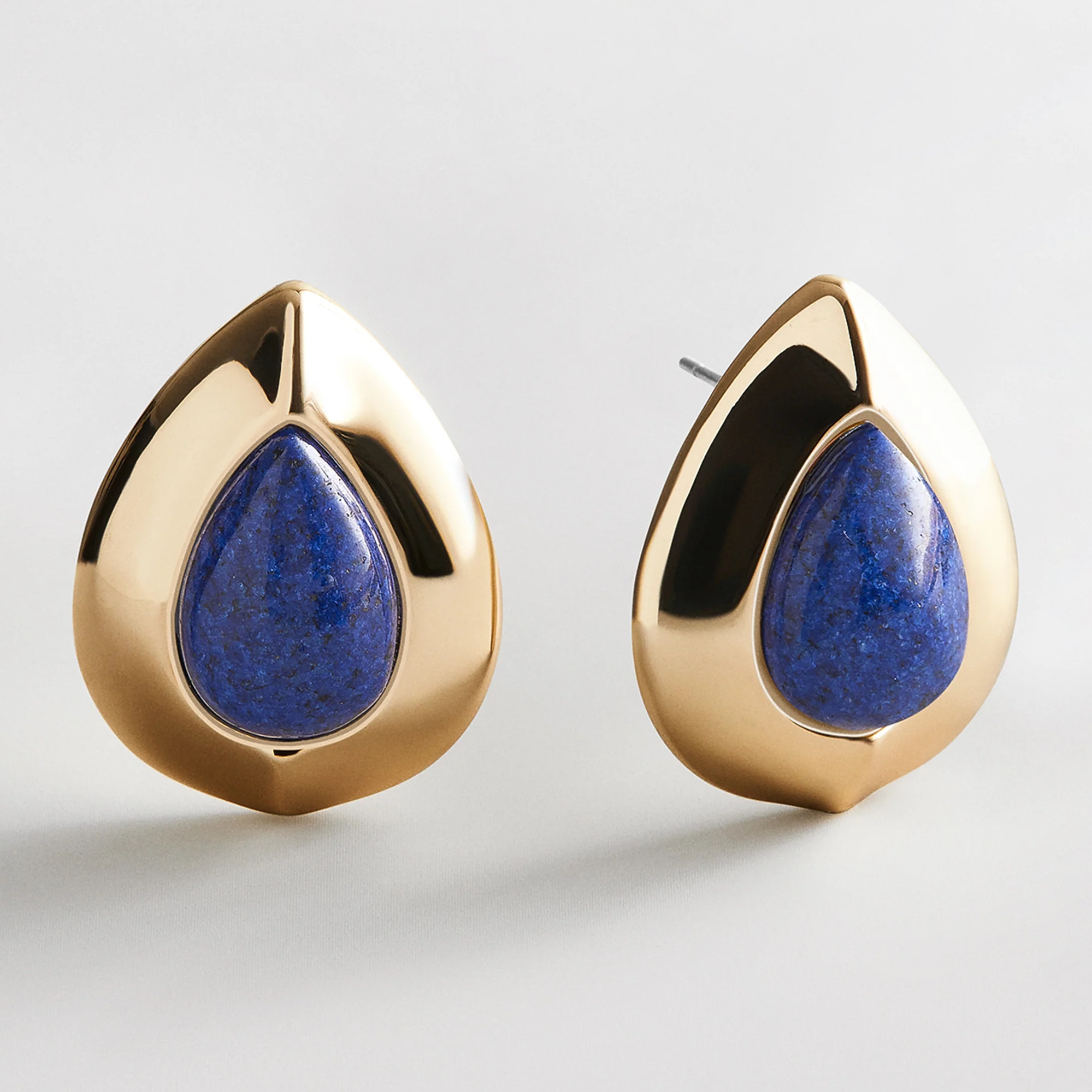 Meryl Semi-Precious Statement Stud Earrings - Lapis