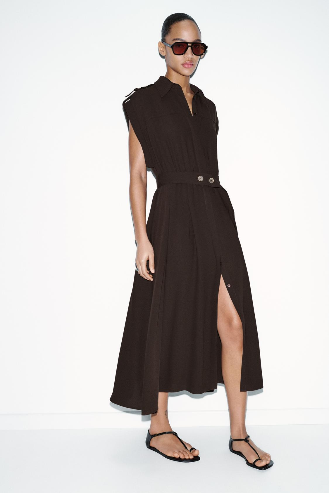 ZARA BELTED MIDI DRESS