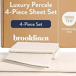 Percale 4-Pc Sheet Set for Hot Sleepers, Luxury - King, Cream