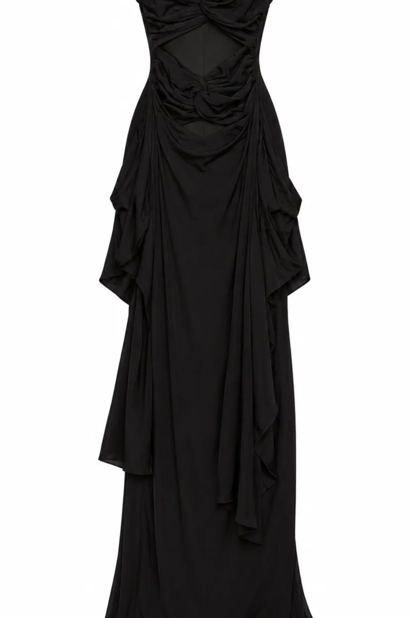 Nbd Black Strapless Cutout Maxi Dress - S (Nwt)