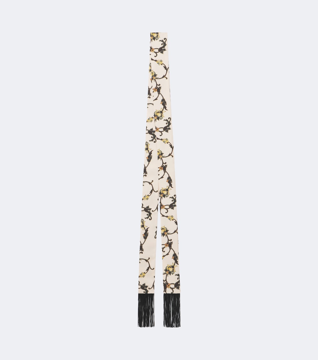 Printed fringed silk twill scarf