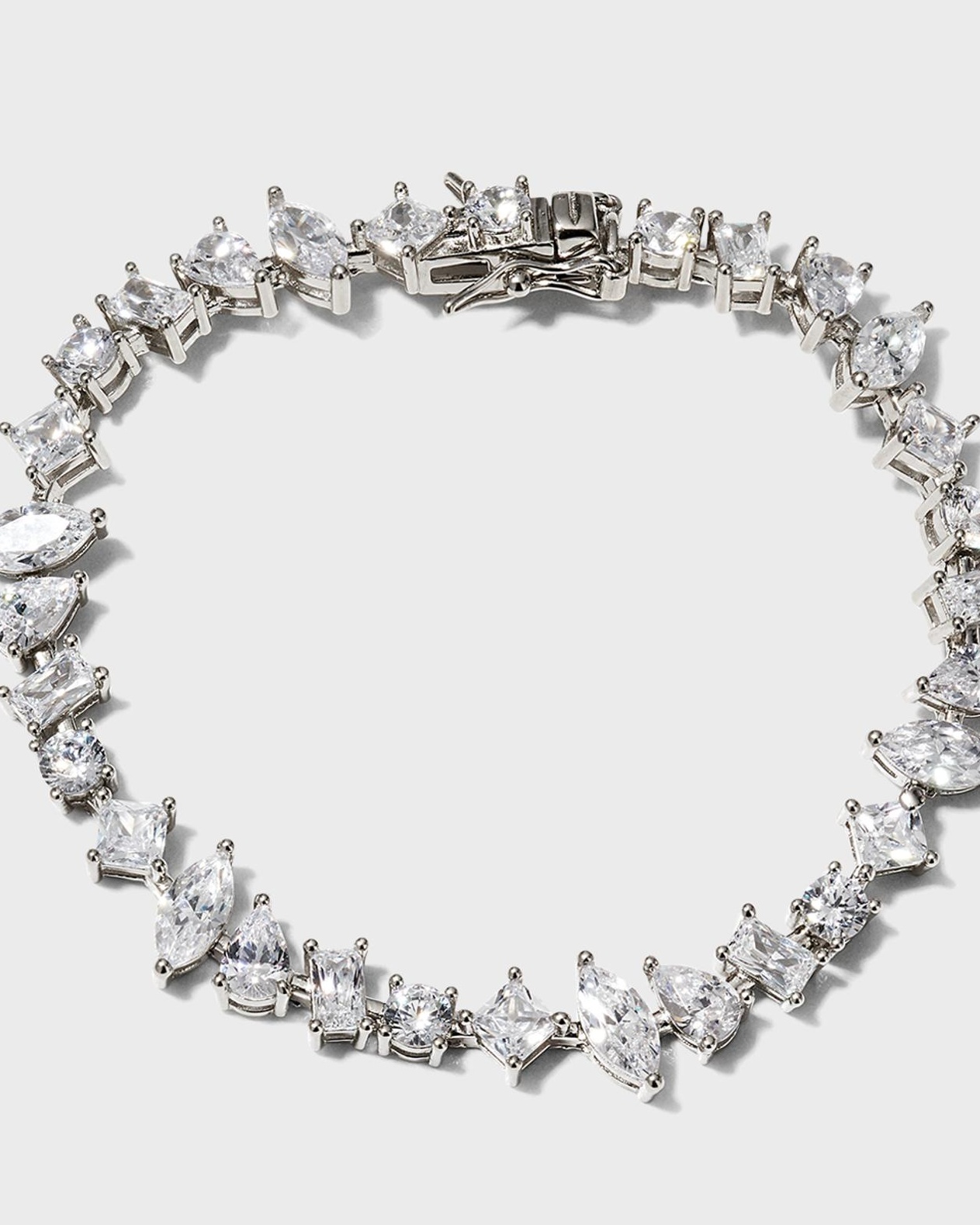 Multi-Shaped Cubic Zirconia Tennis Bracelet