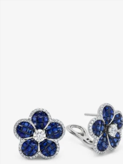 sapphire and diamond flower earrings