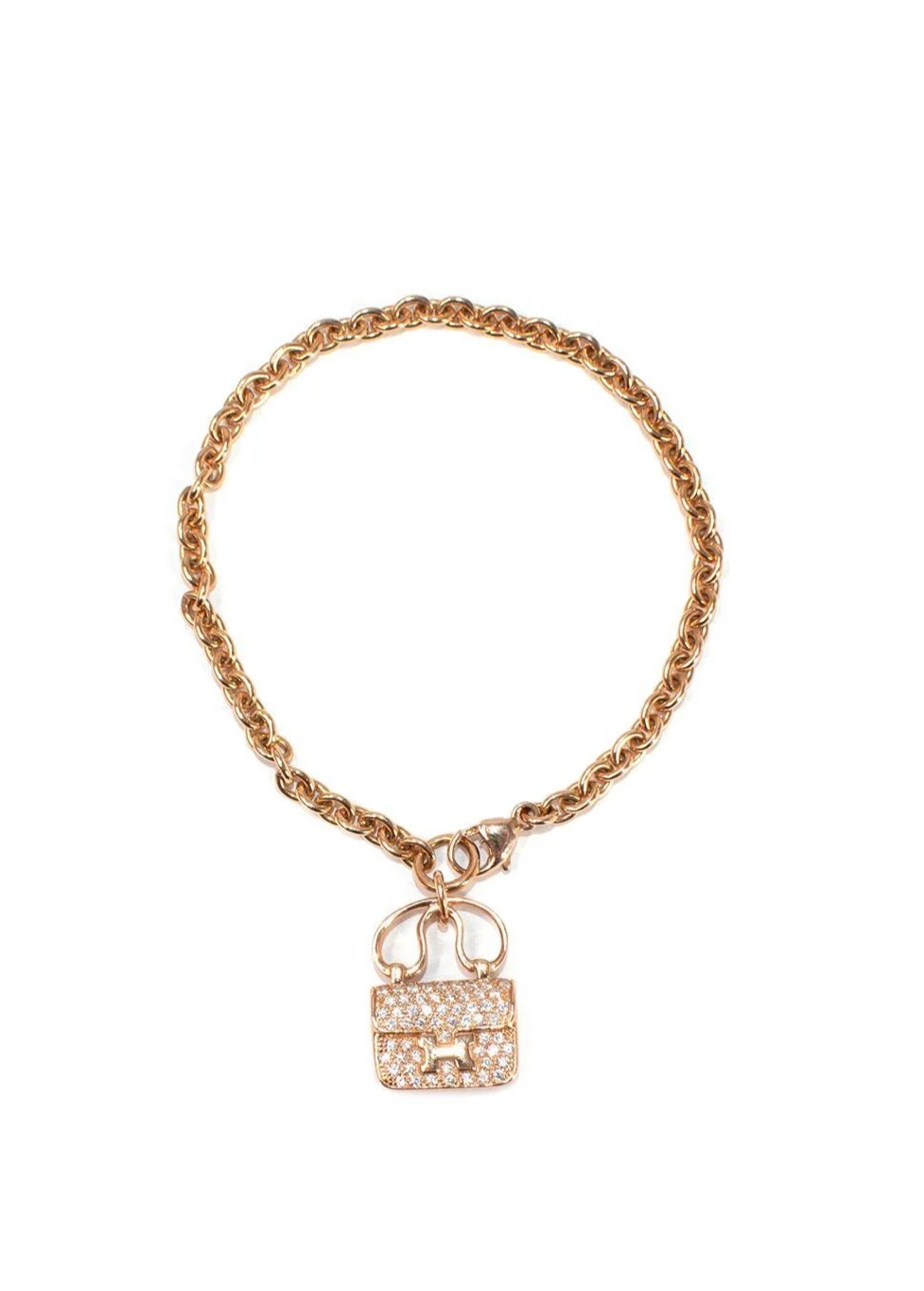 Hermès 18K Rose Gold Diamond Constance Amulettes Bracelet