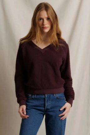 Ziggy V-Neck Reverse Fleece V Neck Sweatshirt