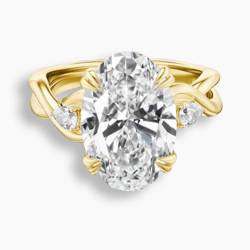6.26 TCW Oval Diamond Twist Three Stone Engagement Ring