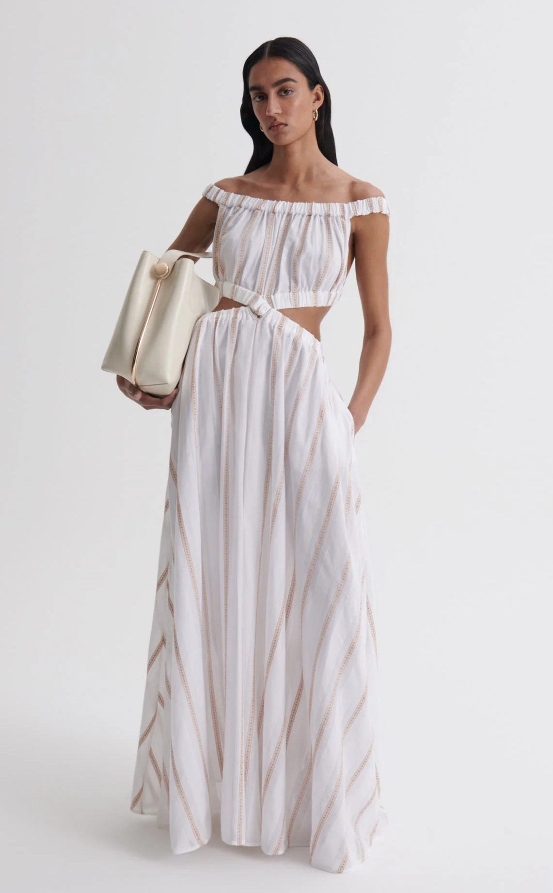 Stripe Braided Gathered Dress