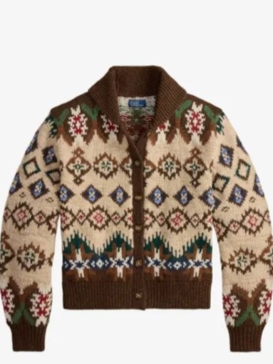 Patterned balloon-sleeve cardigan