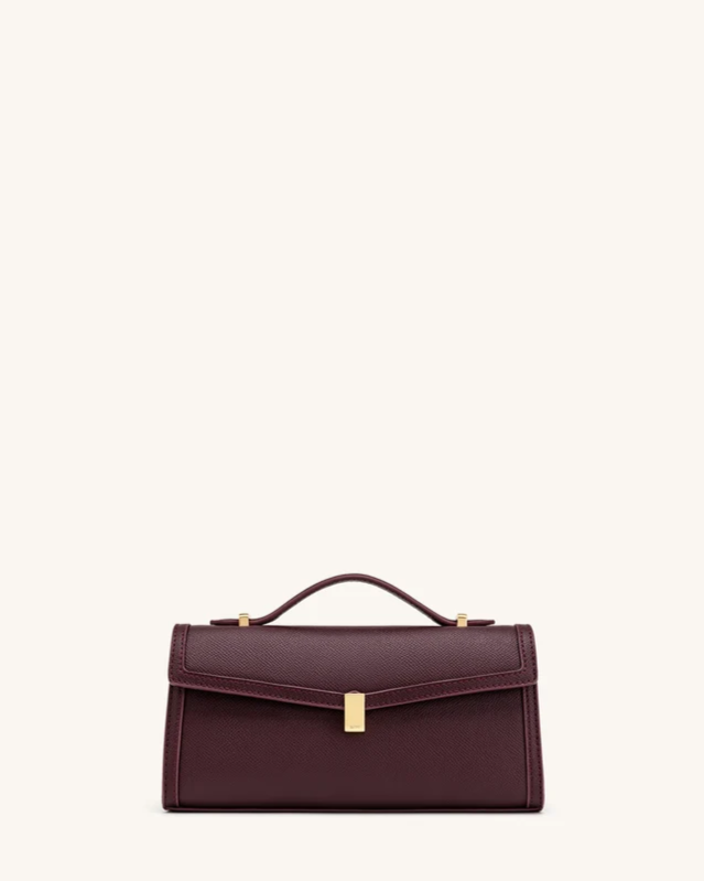 Delphine Saffiano Top Handle Bag - Deep Burgundy