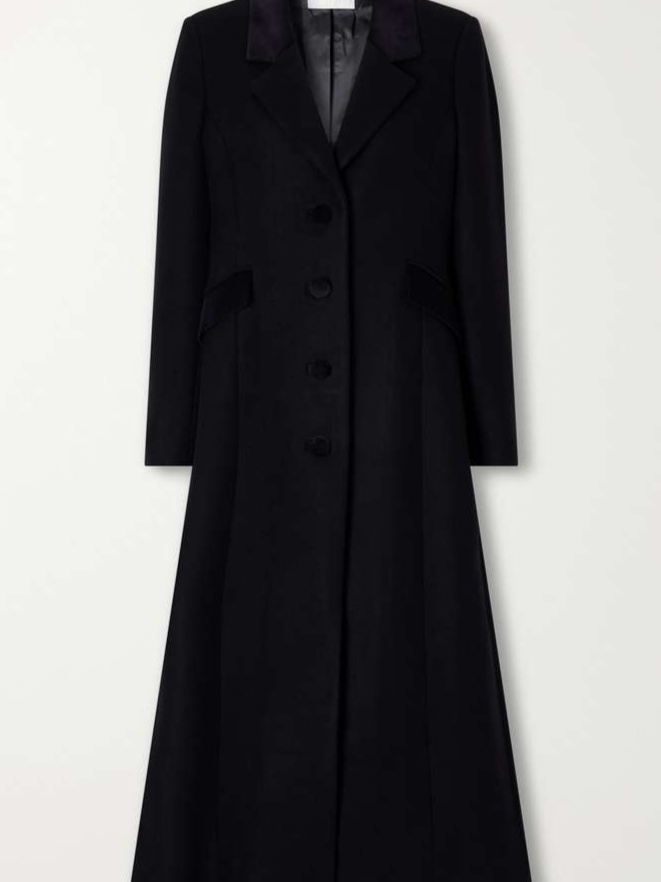 Maria velvet-trimmed wool-felt coat
