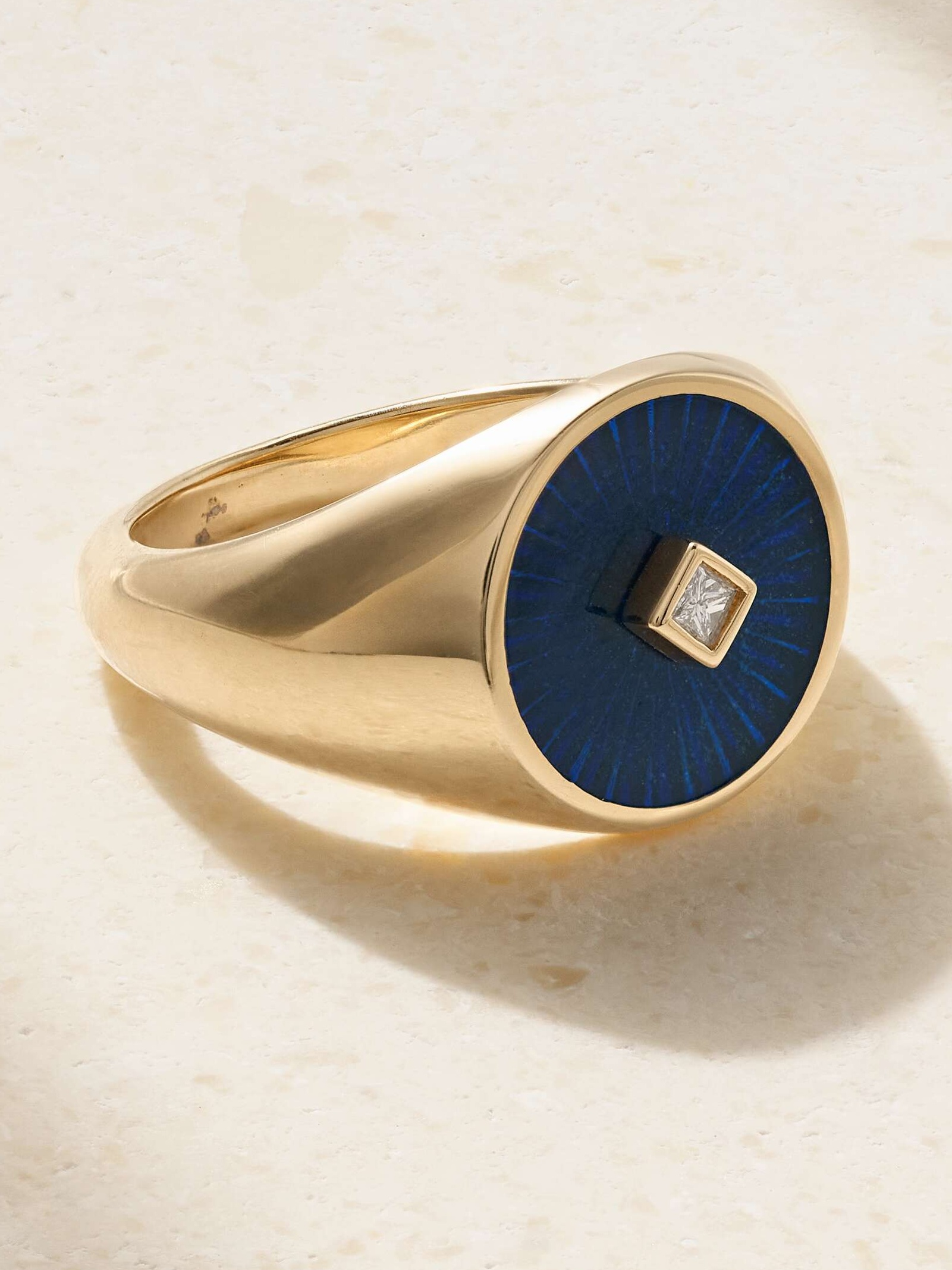 Radiate Eternity 18-karat gold, enamel and diamond signet ring