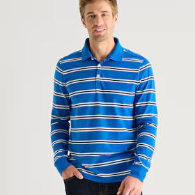 St Johns Bay Super Soft Jersey Mens Classic Fit Long Sleeve Polo Shirt