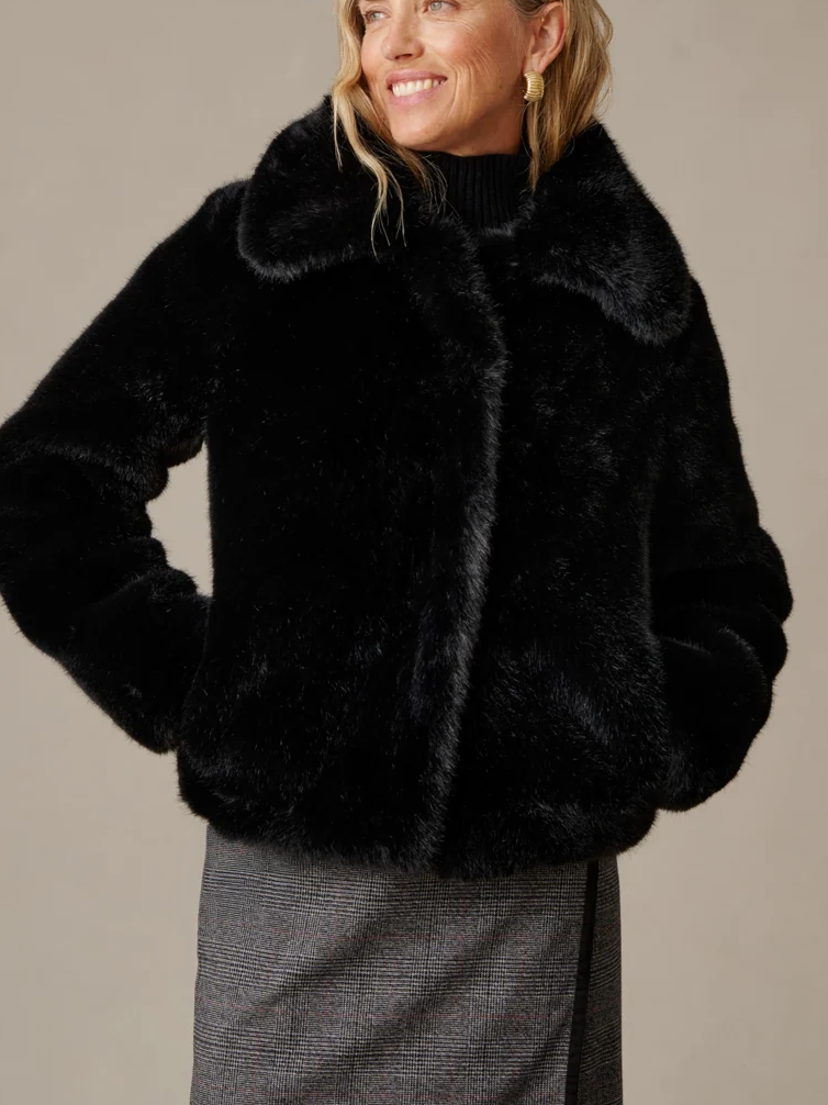 Annelisse Faux Fur Coat - Black