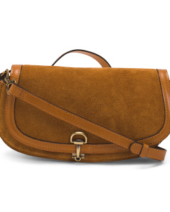 Suede Magdalena Crossbody With Flap And Leather Trim