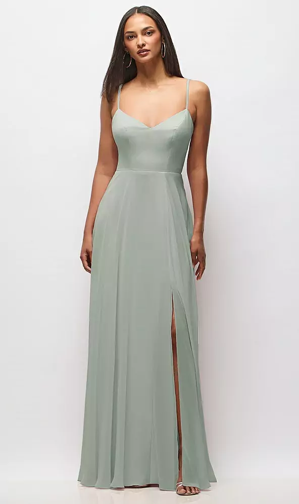 Tie-Back Cutout Maxi Dress with Front Slit in Willow Green