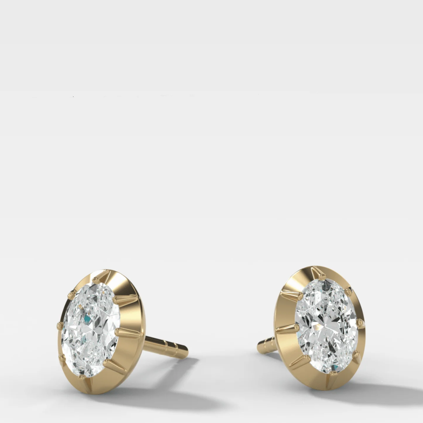 Button Back Studs with Oval Cut Diamond