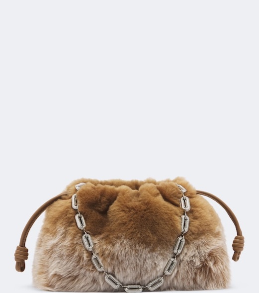 Flamenco Medium shearling pouch
