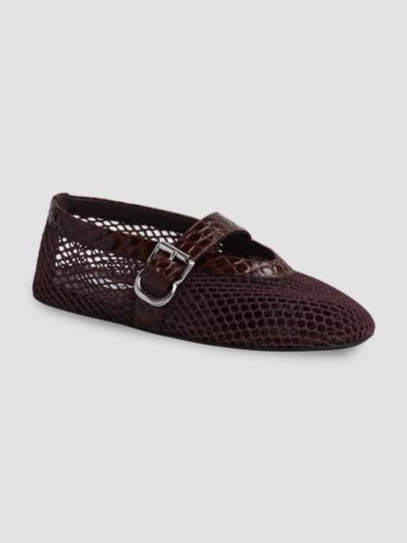 La Ballarine Mesh & Croc-Embossed Flats