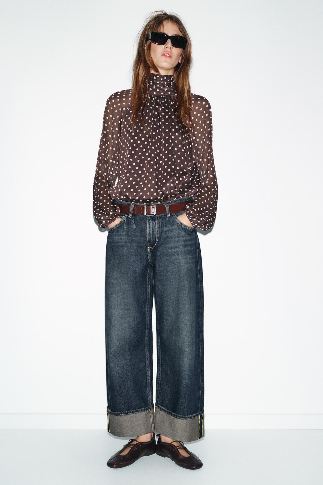 ZARA POLKA DOT BLOUSE WITH BOW