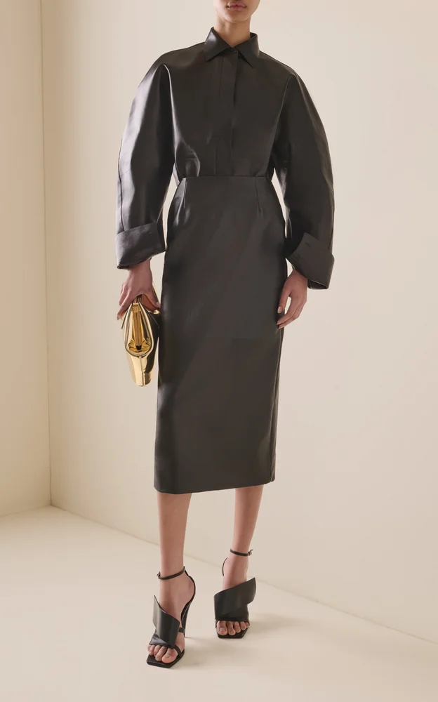 Leather Midi Pencil Skirt