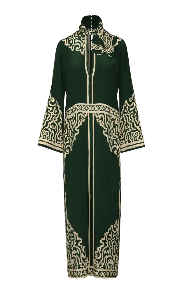 The Windborne Woman Embroidered Silk Maxi Dress