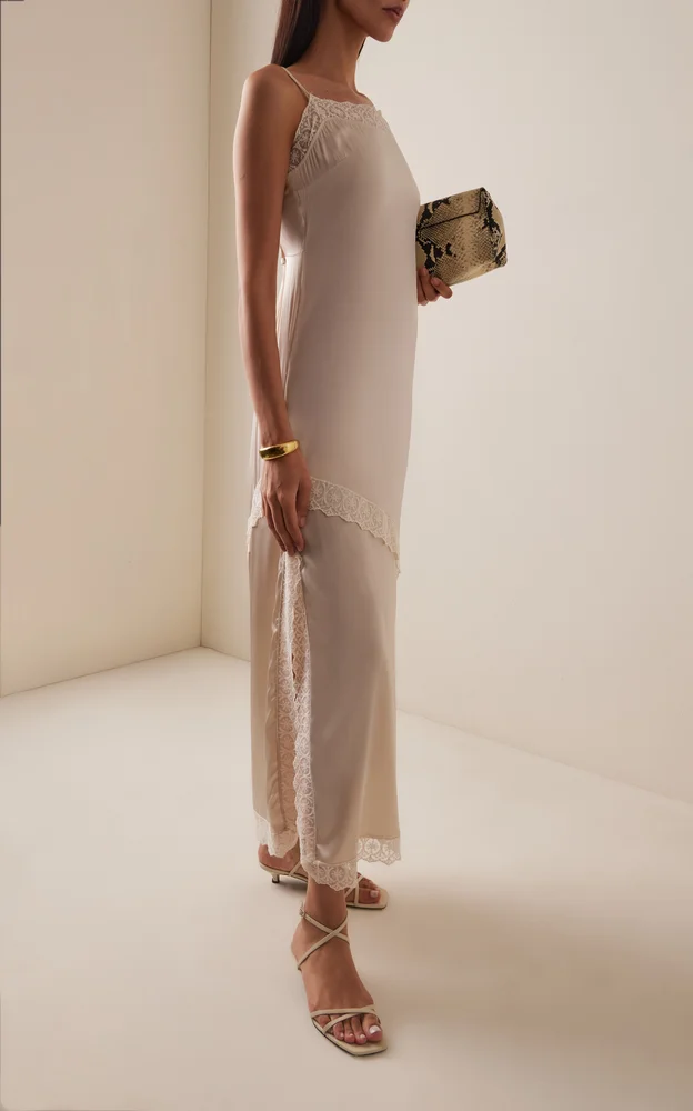 Cata Lace-Trimmed Silk Maxi Dress
