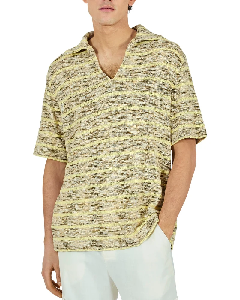 Multi Color Striped Knit Polo