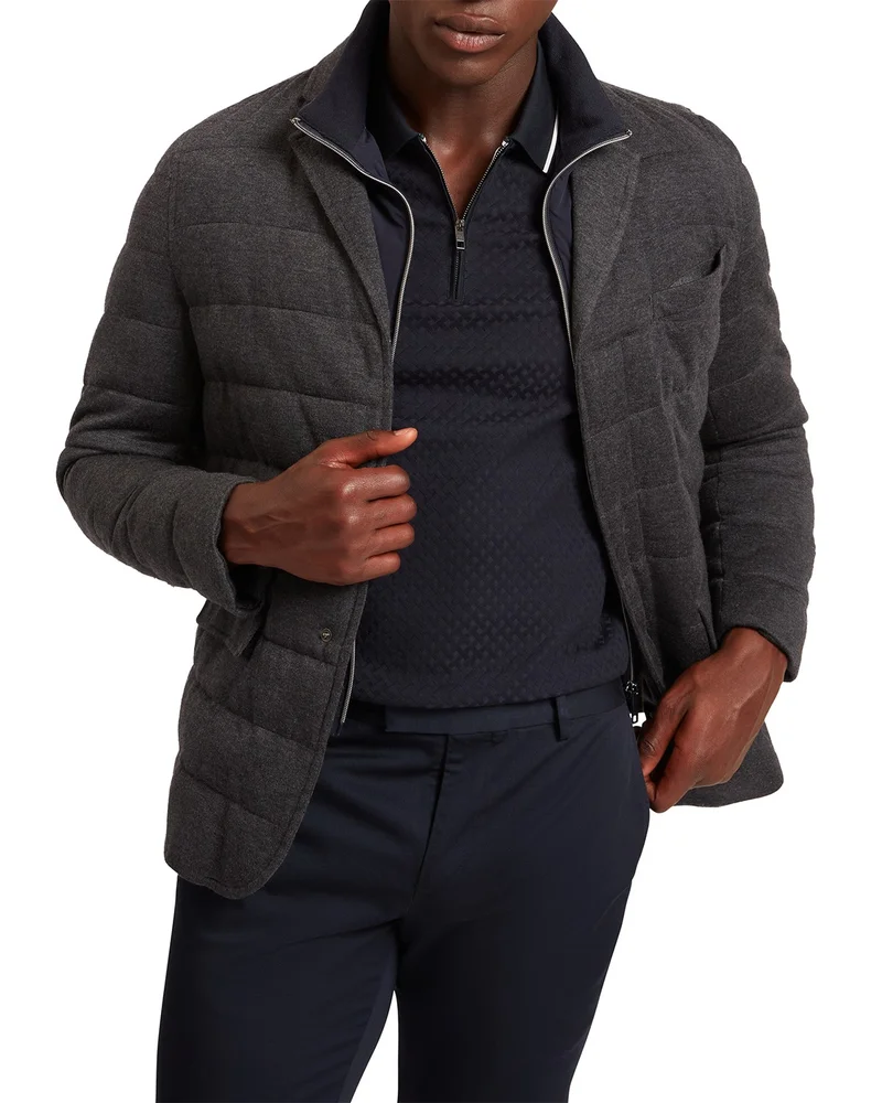 Gerome Fine Knit Quilted Blazer with Mock Neck Liner