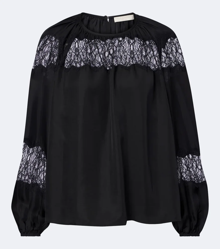 Bess lace-trimmed silk blouse