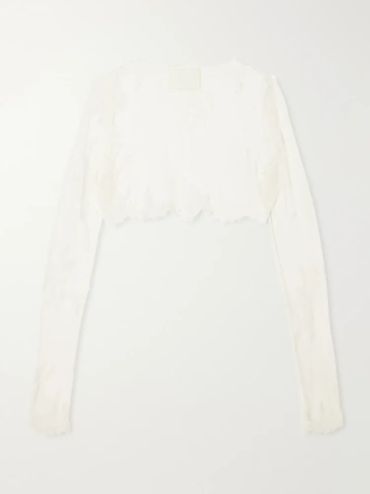 Taylor lace-appliqué tulle cropped bolero
