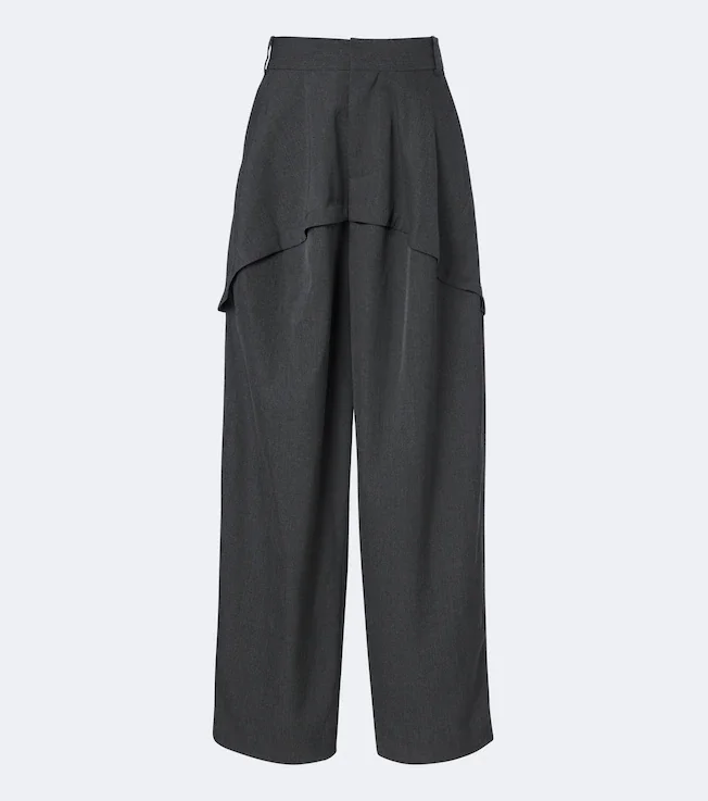 Paneled wool wide-leg pants