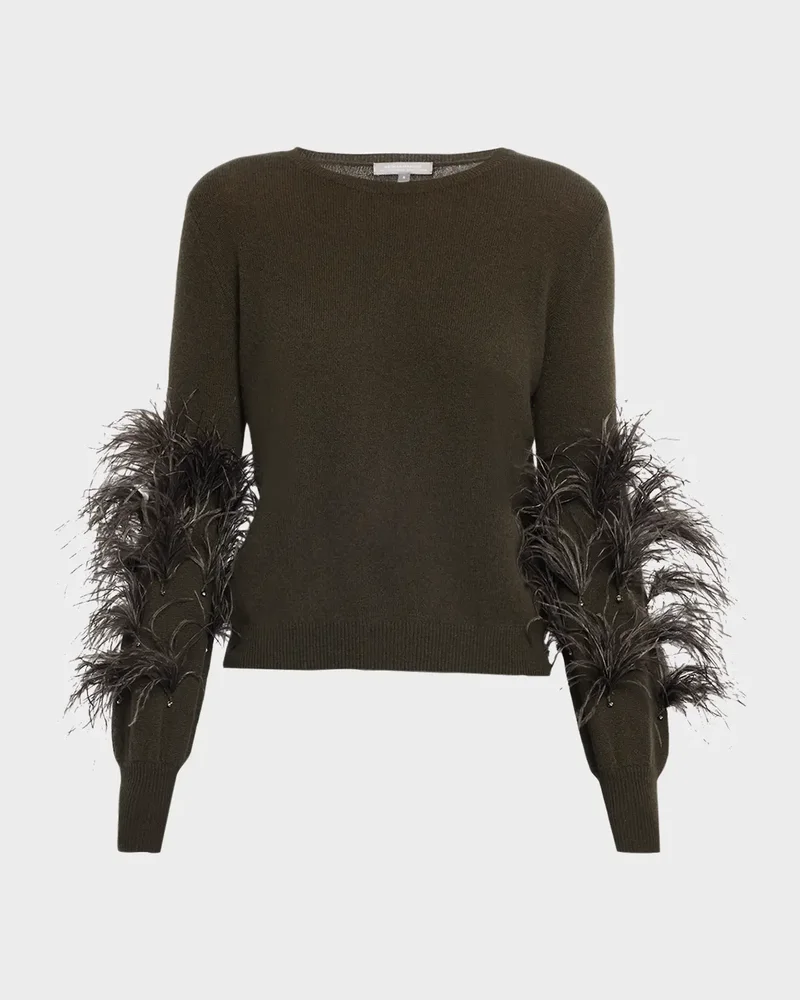 Cashmere Feather-Sleeve Sweater