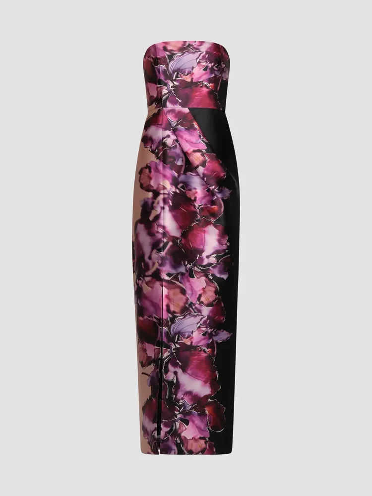 Alana Floral Mikado Column Gown