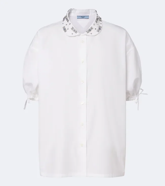 Crystal-embellished poplin shirt
