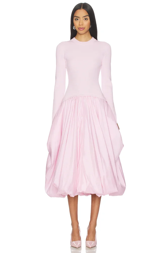 Kenlie Long Sleeve Mock Neck Midi Dress