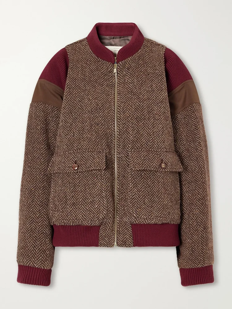 The Aurelia rib-trimmed padded herringbone virgin wool jacket