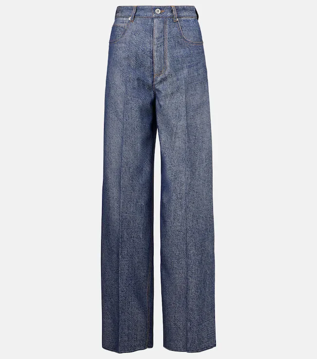 Trompe l'œil wool and cotton wide-leg pants
