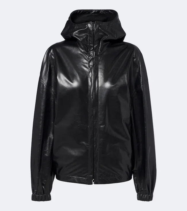 Hooded leather jacket